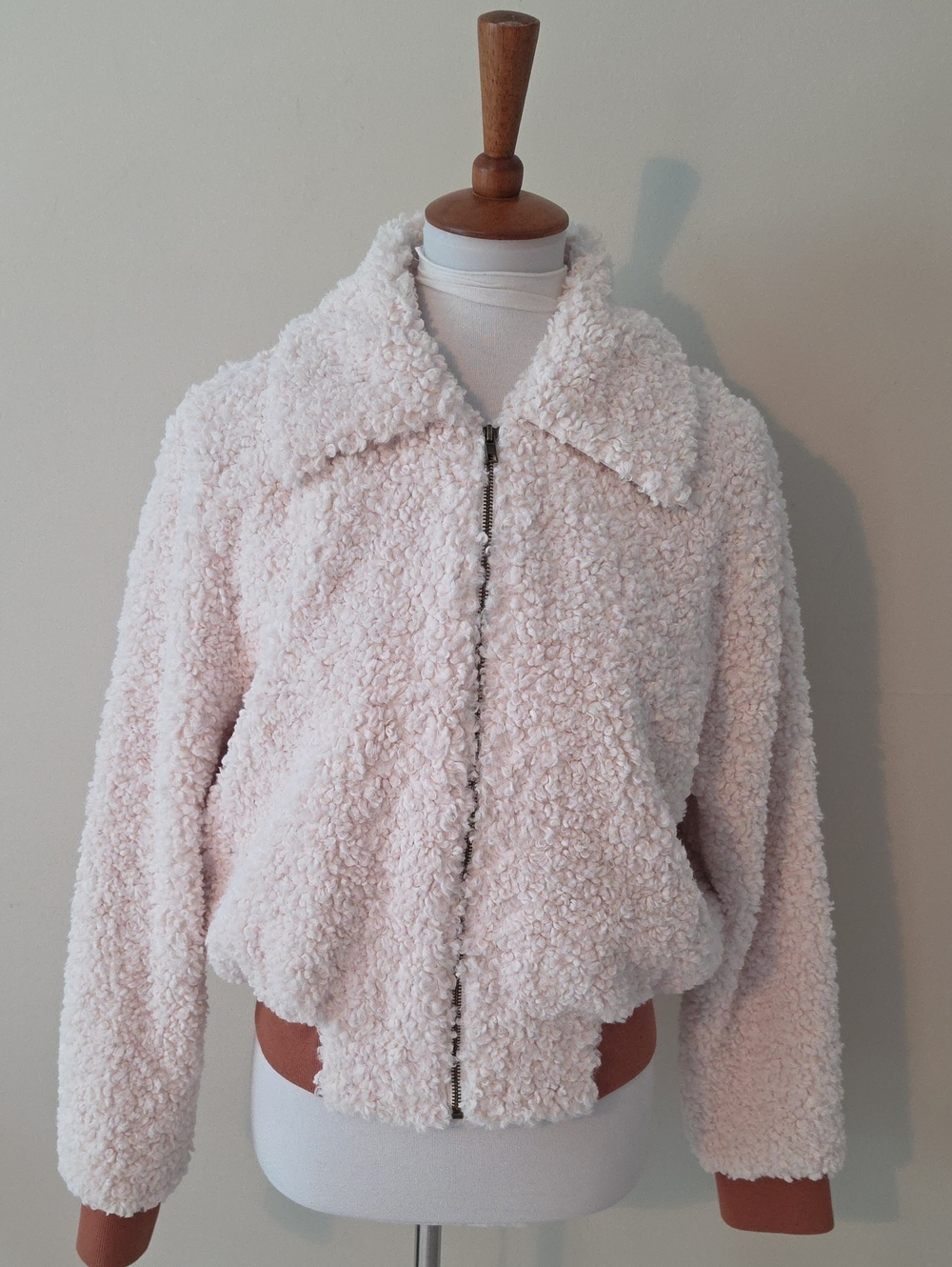Altar'd Stste Cozy Women's Sherpa Zip Jacket - White  And Tan